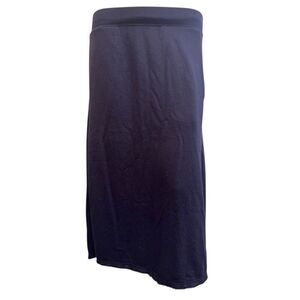 BLEUSALT Ladies Small Navy Blue Maxi Skirt Pull On Soft Stretch Pockets Raw Hem